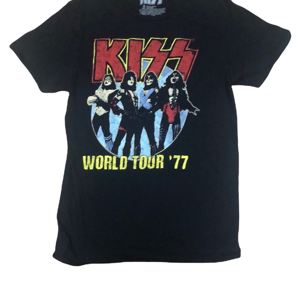 Kiss Band Graphic Music World Tour 77 Black Band Tee Shirt‎ Medium